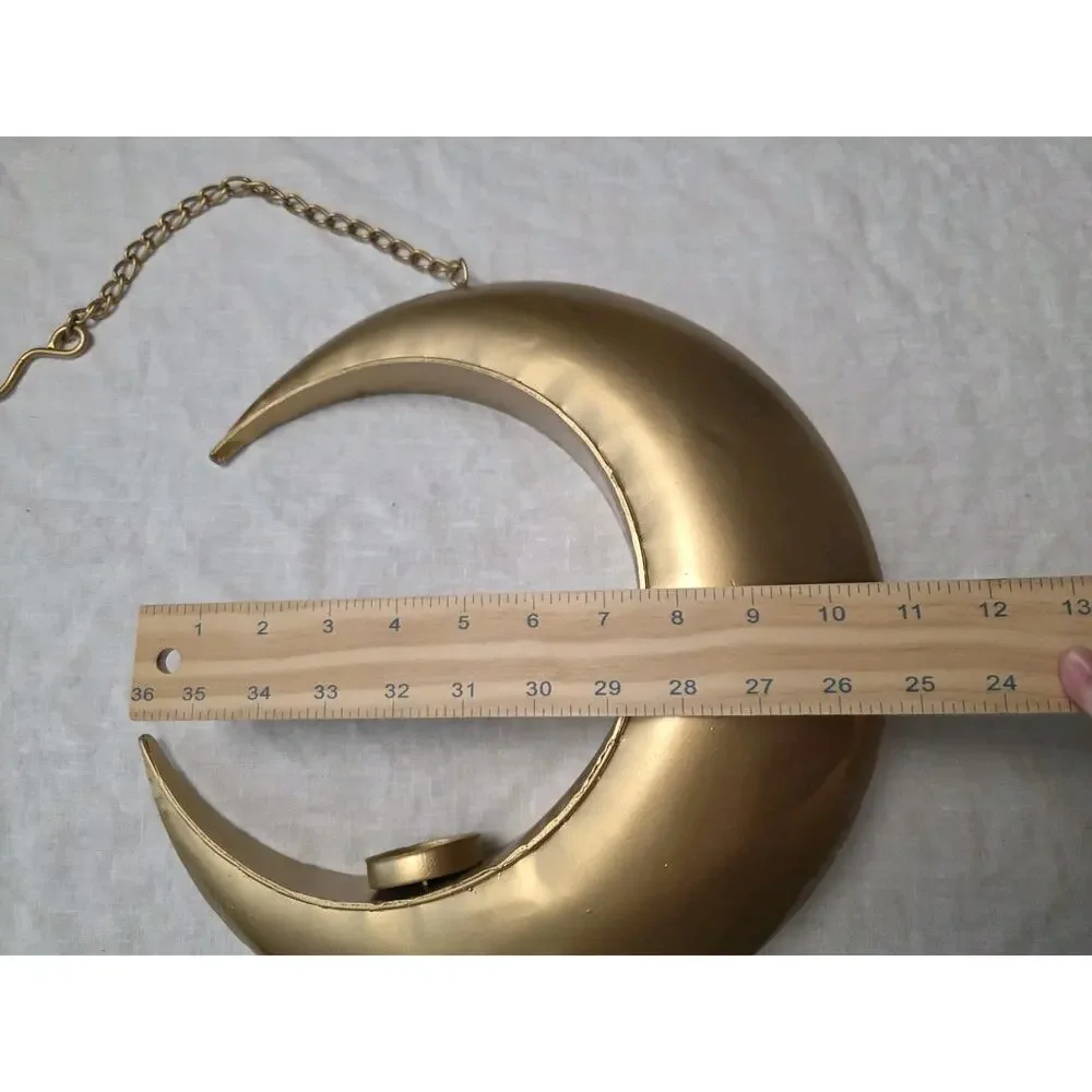 Brass Style Hanging Crescent Moon Candle Or Small Plant Holder MCM Celestial